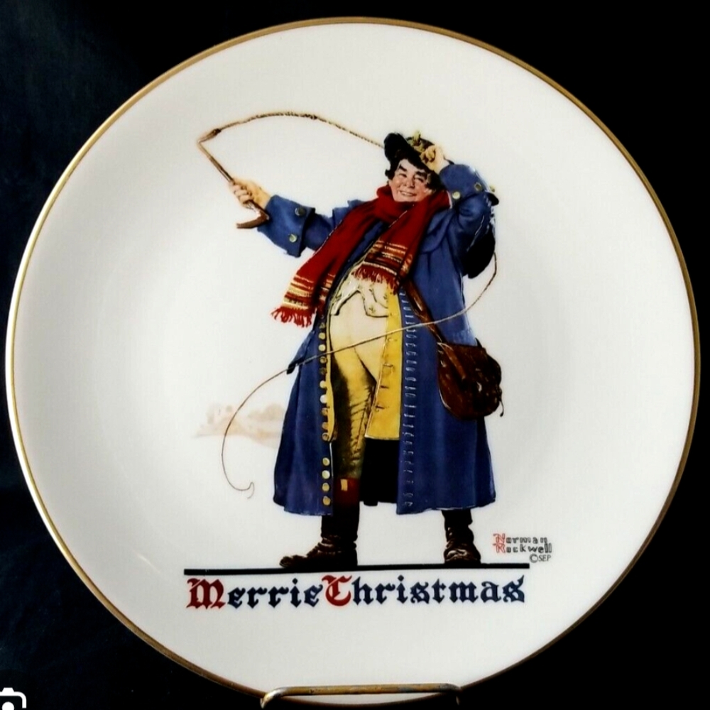 Gorham Norman Rockwell Merrie Christmas Plate 1982 Jolly Coachman